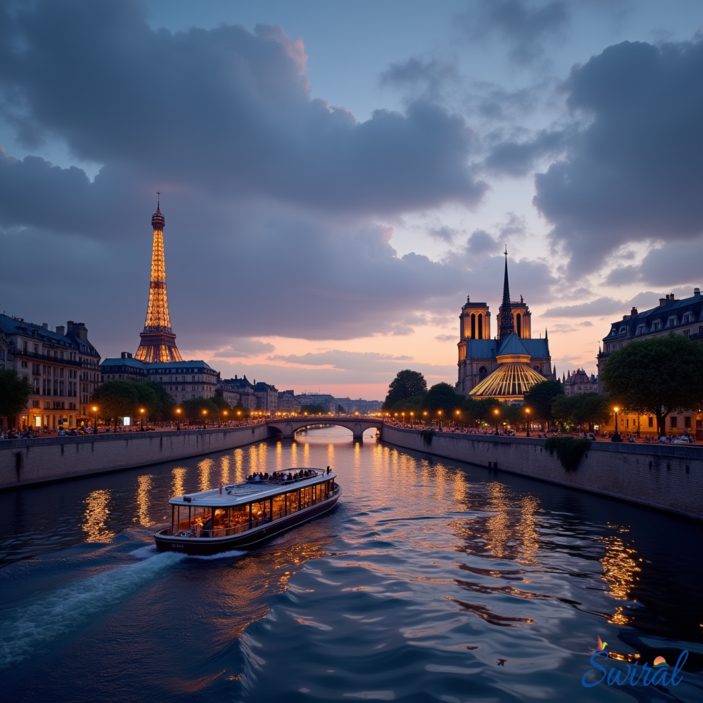 Seine River Cruise in Paris, France, Europe