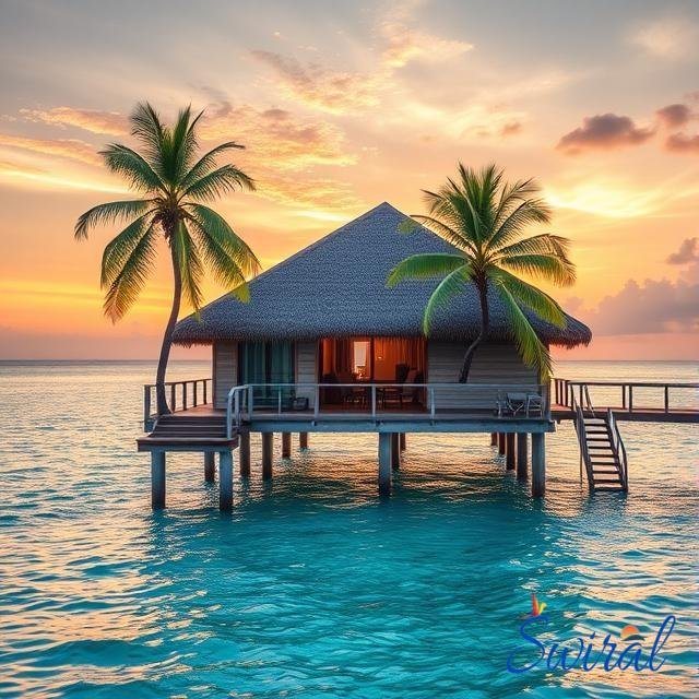 overwater bungalows in the Maldives or Bora Bora