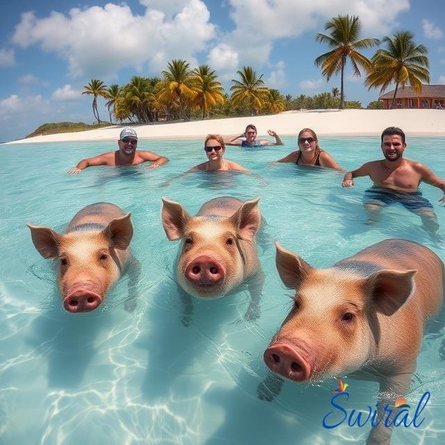 Swim with pigs in the Bahamas